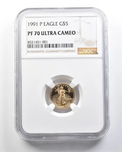 1991-P 5ドル アメリカン ゴールド イーグル 1/10オンス 0.1オンス ゴールド PF70 UCAM NGC