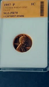 1957年プルーフリンカーン小麦グレードPR70 rd