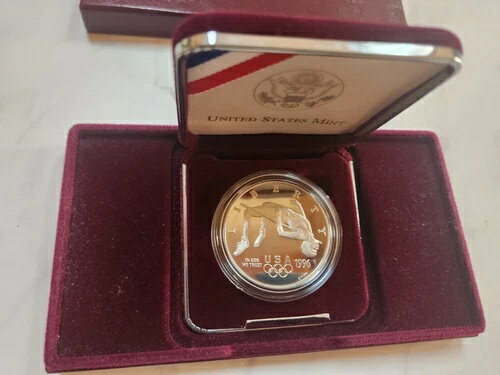 1996年アトランタオリンピック走高跳び記念プルーフシルバー1ドル - OGPとCOA付き