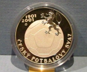 R 2001 チェコ 200 コルナ銀貨 プルーフコイン サッカー協会 チェコスロバキア