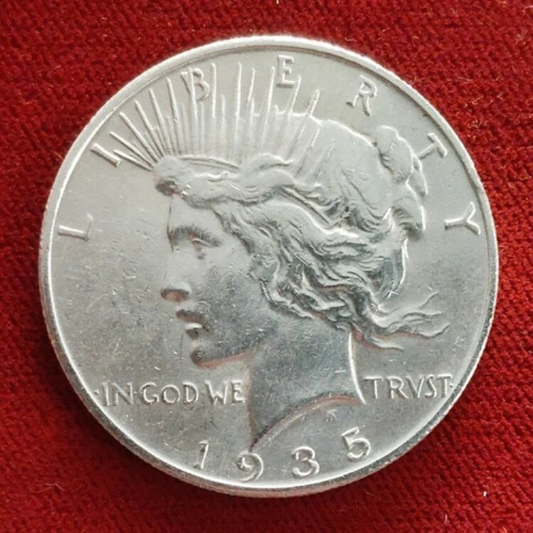 1935-S ピースドル 1ドル ブライトホワイト 未流通スライダーコイン - 日付良好(3)