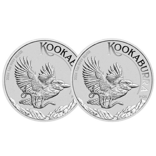 2個セット - 2024年 1ドル オーストラリア産 シルバー クッカバラ 1オンス .9999 Fine BU
