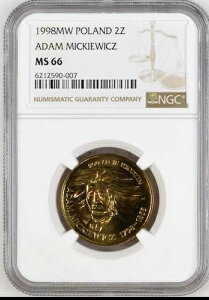 ポーランド 2 Zlote1998 NGC MS 66 UNC アダム・ミツキェヴィチ