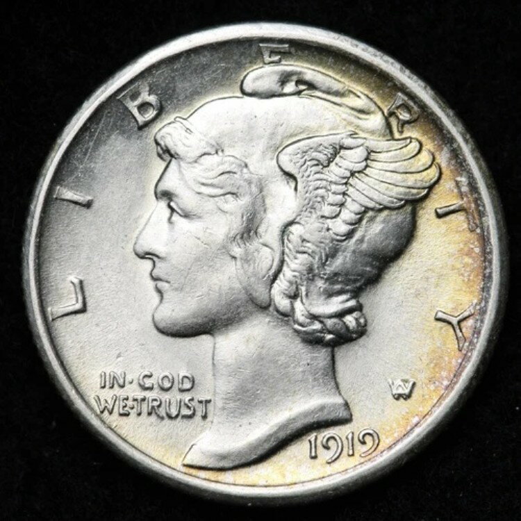 1919-S マーキュリー シルバー ダイム チョイス UNC *未流通* MS E289 KEST