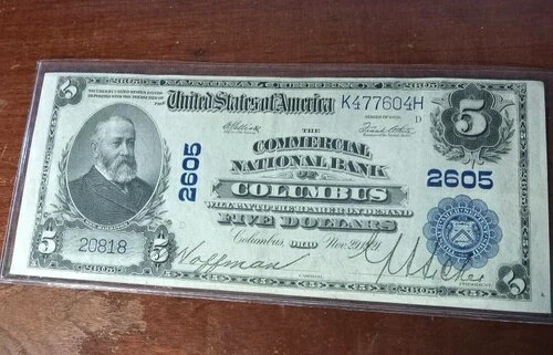 1921年 コロンバス商業国立銀行大紙幣 5ドル