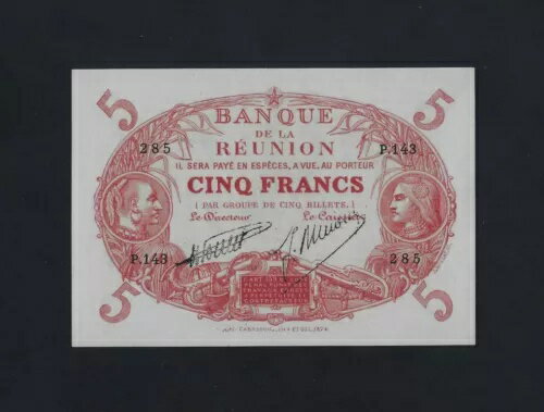 レユニオン 5 フラン 1901 P-14 UNC レア フランス フレンチ マルティニーク