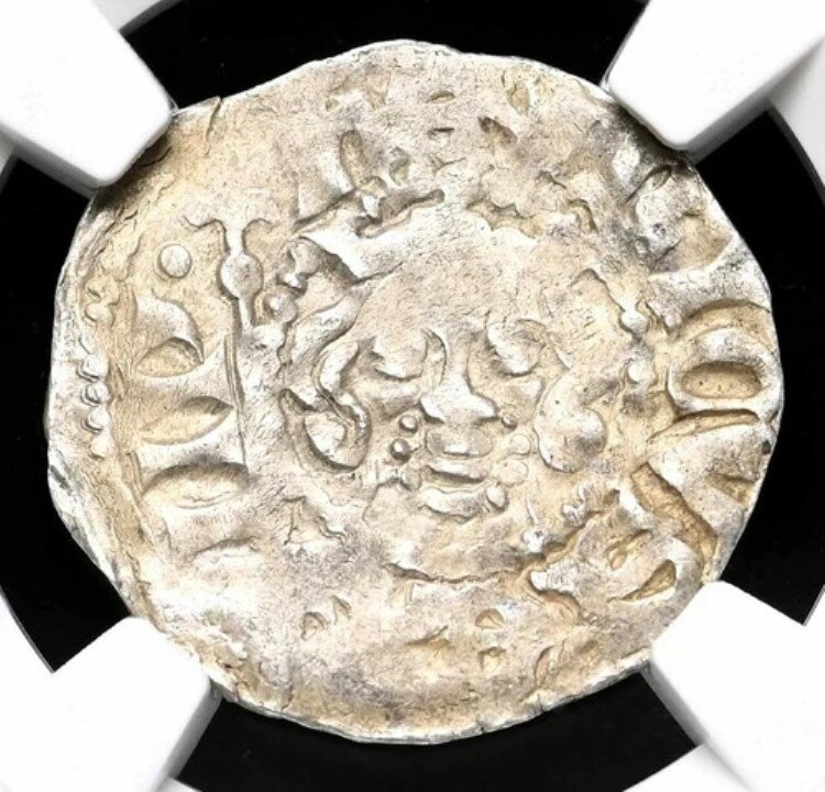 イングランド。エドワード1世、ヘンリー3世の名義、無地の長十字、NGC AU50、希少