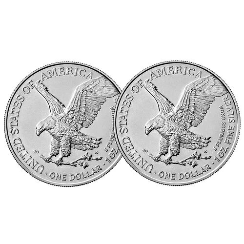 (2) 2021年アメリカンシルバーイーグル 1オンス BU (タイプ2) *シグマ検証済み*