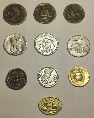 トークンコイン 10 個コレクション。レア!スフィンクス、戦車、ネフェルティティ、猫。