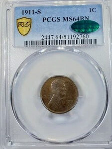 1911年 S リンカーン ウィート銅貨 1C PCGS MS 64 BN ブラウン CAC トゥルービュー