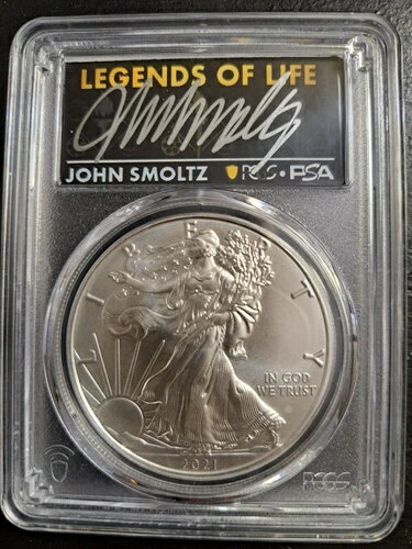 2021 シルバーイーグル タイプ1 PCGS MS70 製造最終日 ジョン・スモルツ直筆サイン入り