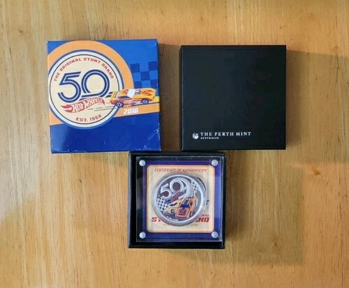 2018年 ツバル ホットウィール50周年記念 1オンス .999 シルバー プルーフ 1ドルコイン ~ OGP / COA