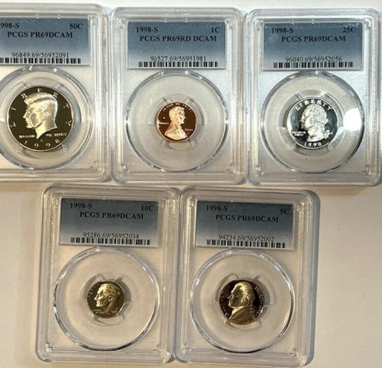 1998-S 5プルーフセット 5デイトコイン 新品鑑定済み PCGS PR69 DCAM ギフトに最適