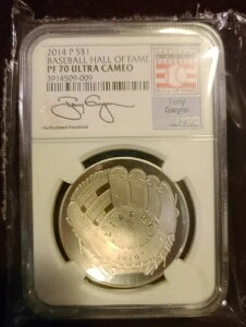 2014年野球殿堂入りシルバーダラーNGC PF 70カメオ「トニー・グウィン」グレードBU