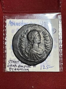 ビザンチン アナスタシウス1世 AE フォリス 紀元491-520年 コンスタンティノープル造幣局 送料無料