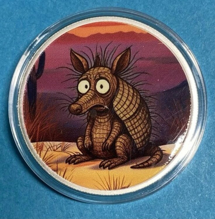 ヘイリーバグ 1オンス 999 シルバー マイクロミント「フリズルド・アルマジロ」UVラウンド 11/15