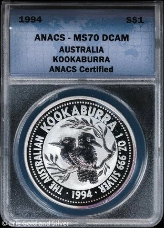 1994 オーストラリア 1 オンス シルバー クッカブラ ANACS MS 70 DCAM |未流通 UNC BU
