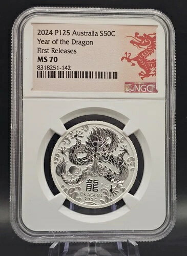 NGCグレード MS 70 2024年 オーストラリア 巳年 .999 銀貨(3)