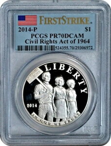 2014-P 1964年公民権法 シルバー プルーフ 1ドル PCGS PR70 DCAM ファーストストライク