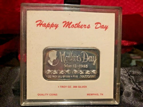 ヴィンテージ 1985 ナショナルミント 純銀 母の日バー ~ 1 トロイオンス .999 シルバー