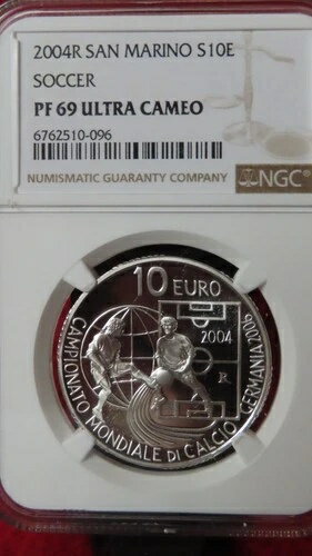 サンマリノ 2004R イタリア サッカー シルバー 10 EURO NGC PF69 ワールドカップ ドイツ