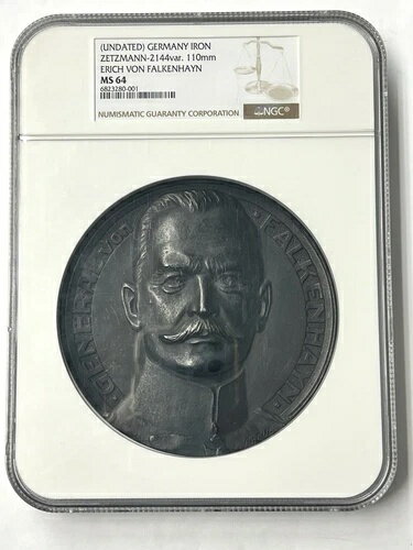 (1915) ドイツ帝国、エーリッヒ・フォン・ファルケンハイン鉄メダル、NGC MS64 最も有名な