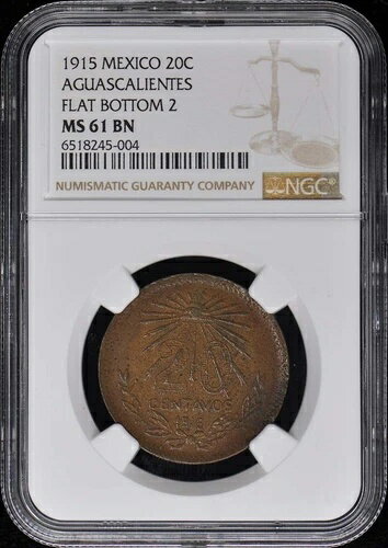 1915 メキシコ アグアスカリエンテス 20C NGC MS61BN