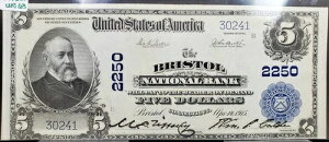 1902年シリーズ 5 ドル ブリストル国立銀行 コネチカット (FR. 605) - UNC