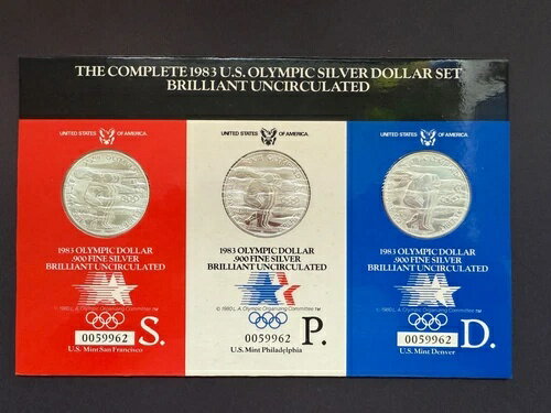 1993 PDS USA オリンピック 3 シルバー ダラー セット UNC **レア** 円盤投げ選手