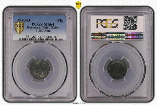 PCGS MS64 1940-D 1 ץե˥åPfg ɥġ軰 J.369 WW2