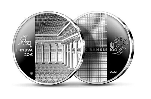 リトアニア 2022年 20ユーロ硬貨 リトアニア銀行創立100周年記念 銀貨