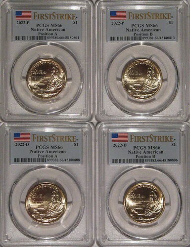 2022年 P&D ネイティブ・サカガウィア・ダラー $1 PCGS MS66 Pos A&B FIRST STRIKE Ely Parker