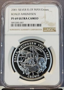 2001年 マン島 シルバークラウン ロアール・アムンセン NGC PF 69 ウルトラカメオ トップポップ 1