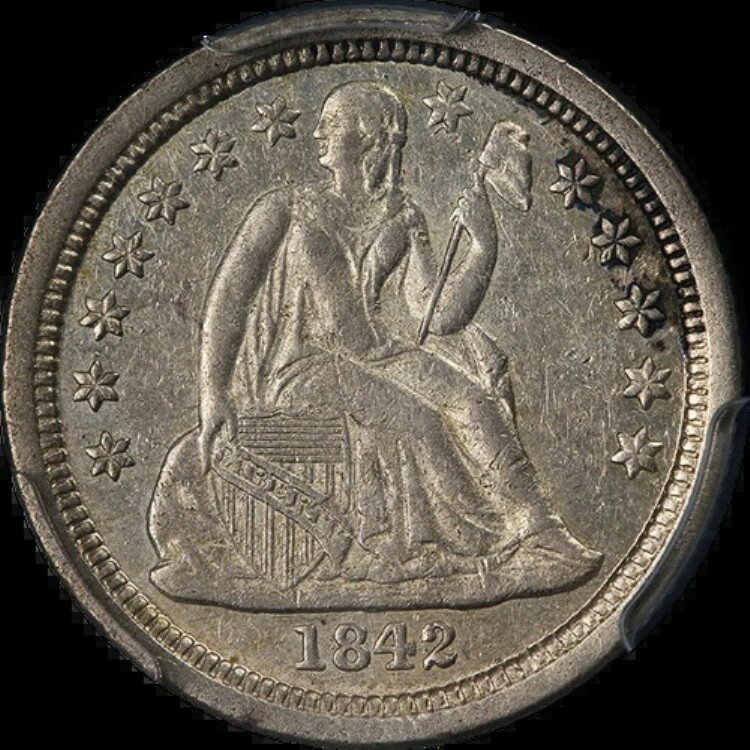 1842-O シーテッド リバティ ダイム PC