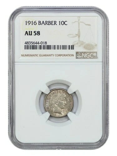 1916年 10セント バーバー NGC AU58 - バーバーダイム
