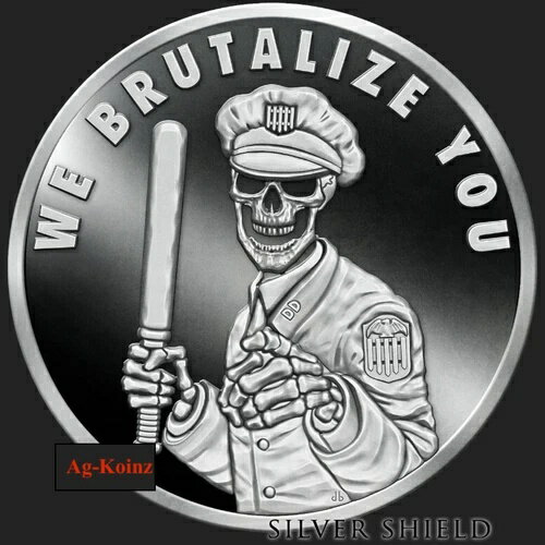 1オンス 2020 We Brutalize You V2 プルーフ ピラミッド・オブ・パワー #6 POP シルバーシールド ポリス
