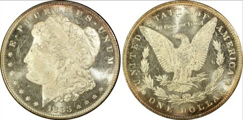 1883-P 1ドルモルガン銀貨 PCGS MS64 DMPL - フロスティ・デバイセズ