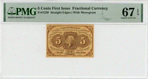 5セント 初発行分数通貨 Fr#1230 67 EPQ/PPQ PMG 1999402-002(3)