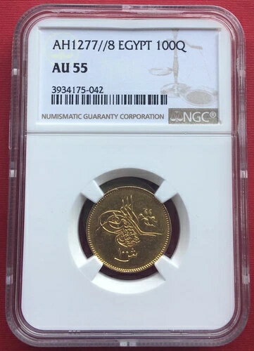 エジプト - オスマン帝国、ゴールド 100 キルシュ スルタン アブドゥル アジズ 1277/8 AH NGC AU 55、..