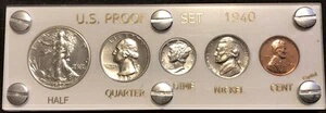 1940年 シルバー US プルーフセット ジェムコイン ホワイト キャピタルホルダー