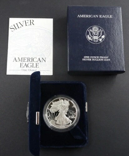 World Currency - Coins - 2000-P プルーフ アメリカン シルバー イーグル ドル $1 ボックス & COA 米国造幣局 地金 OGP