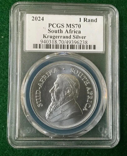 2024 Silver S African Krugerrand 1 Rand , MS 70 - T7商品について販売者メモ「未使用」コイン：クルーガーランド組成：銀発行年：2024年打刻方法：ビジネス純度：0.999品位：MS 70単位1オンスあたりの貴金属含有量：1オンス製造国／地域：南アフリカブランド／造幣局：南アフリカ造幣局認証：PCGS注意事項※以下の注意事項をご理解のうえ、ご購入ください■ 鑑定済みコイン・紙幣について各種コイン・紙幣の鑑定機関（NGC、PCGS、PMGなど）は、収集品の真贋鑑定およびグレーディングを行う専門機関です。鑑定後の商品は、専用ケース（スラブ）に封入され、状態を示すグレードが付与されます。■ グレードについてグレードはコイン・紙幣自体の状態を評価するものであり、ケース自体の品質や状態を保証するものではありません。製造・輸送時の影響により、以下のような状態が発生する場合がございます。- 軽微なスレ傷・拭き傷（特に光の角度で見えるもの）- ケース内部のホコリ・小さな異物（鑑定機関の検品基準を満たしている場合）- ラベルのズレ・わずかな傾きこれらは鑑定機関の基準内であり、返品・交換の対象とはなりませんのでご了承ください。■ ラベルの種類について各鑑定機関では、コイン・紙幣の状態や鑑定の結果に応じて異なるラベルが付与されます。- 通常ラベル（Standard/Regular）：一般的なグレード付き鑑定済みコイン・紙幣- オーセンティック（Authentic）：グレードなしで真贋のみ保証- 詳細グレード（Details）：クリーニング跡やエッジのダメージがあるが本物と認定- 特別ラベル（Special Label）：記念版や特定のデザインの限定ラベル - 例：NGC「Early Releases」「First Releases」、PCGS「First Strike」 などグレードやラベルの種類は、商品画像および説明文をご確認のうえ、ご購入ください。■ 在庫状況について当店の商品は海外から取り寄せております。ご購入のタイミングによっては在庫切れとなる場合がございます。その際はご連絡のうえ、ご注文をキャンセルさせていただく場合がございますので、あらかじめご了承ください。■ ご注文後のキャンセルについてご注文と同時に商品のお取り寄せを開始するため、お客様都合によるキャンセルは承っておりません。■ 配送についてお届けまでに通常2〜3週間ほどかかります。海外の祝日や天候、税関手続きにより通常より配送が遅れる可能性がございます。■ 保証について商品説明に英語で「保証（warranty）」と記載があっても、日本国内では適用されませんのでご了承ください。 当店では、商品到着後7日以内の初期不良に限り、対応させていただきます。 （返品規約の詳細については、楽天市場内の会社概要欄下部をご参照ください。）■ 商品の色・素材感について撮影環境やモニター設定により、実際の商品と色味や質感が異なる場合がございます。■ 価格変動について希少性の高い商品は市場価格の変動により、追加料金をお願いする場合がございます。追加料金に同意いただけない場合には、ご注文のキャンセルが可能ですので、ご安心ください。■ その他サービスについて海外製品の輸入代行も承っております。ショップに掲載されていない商品でもお探し可能ですので、お気軽にご相談ください。尚、業者販売（業販）や複数購入の場合、割引対応も可能です。ご希望の方はお問い合わせください。