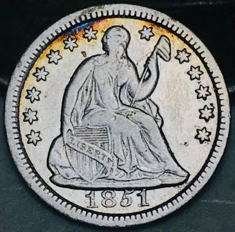 Hobbies - 1851年 シーテッド・リバティ・ハーフダイム 5セント 未鑑定流通銀貨（米国タイプ） CC26335