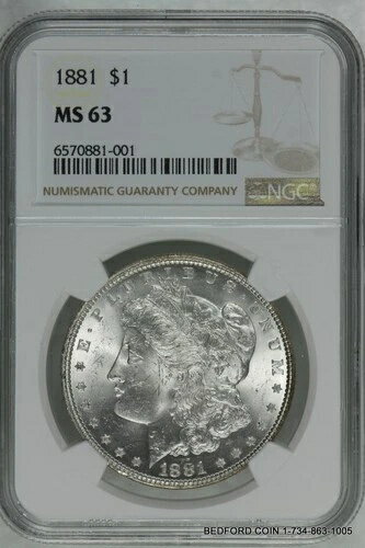 Toys, Hobbies, Games - NGC MS63 1881年 モルガン シルバー ドル 1ドル (BC01)