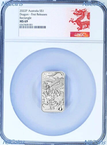2022年 ドラゴン 1オンス .9999 シルバー レクタンギュラー $1 ドルバー コイン NGC MS 69 FR D ラベル