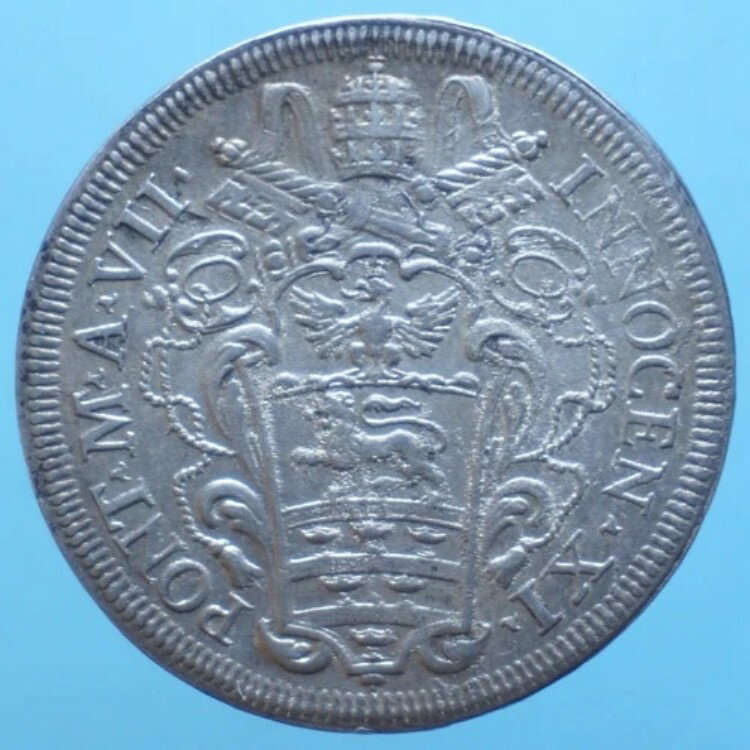 インノケンティウス11世 1/2プレート ローマ シルバー シルバーコイン mSPL 通貨-