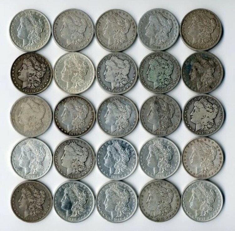 1878-1901年（No. 1921）の米国モルガンドル25枚セット - 画像で正確なコイン