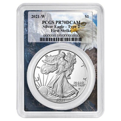 2021-W プルーフ $1 タイプ2 アメリカンシルバーイーグル PCGS PR70DCAM FS イーグルフレーム