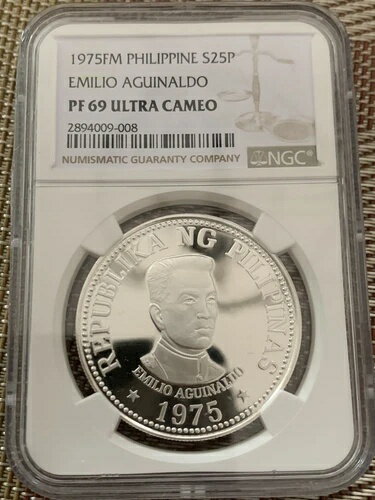 1975年 フィリピン 25 PISO エミリオ・アギナルド NGC PF 69 ウルトラカメオ プルーフコイン
