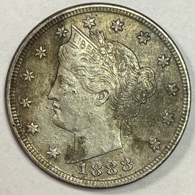 1888年 リバティヘッド V ニッケル ほぼ未使用 AU コイン、詳細 #18241